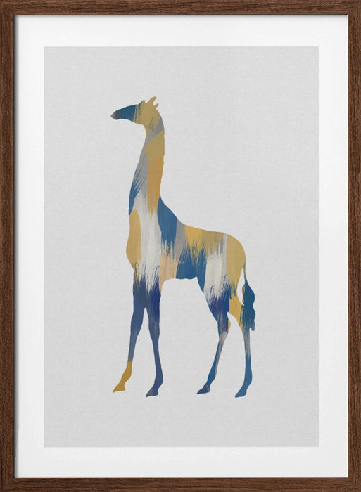 Blue & Yellow Giraffe Framed Art Wall Decor