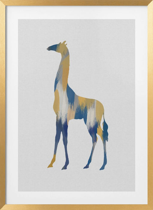 Blue & Yellow Giraffe Framed Art Wall Decor