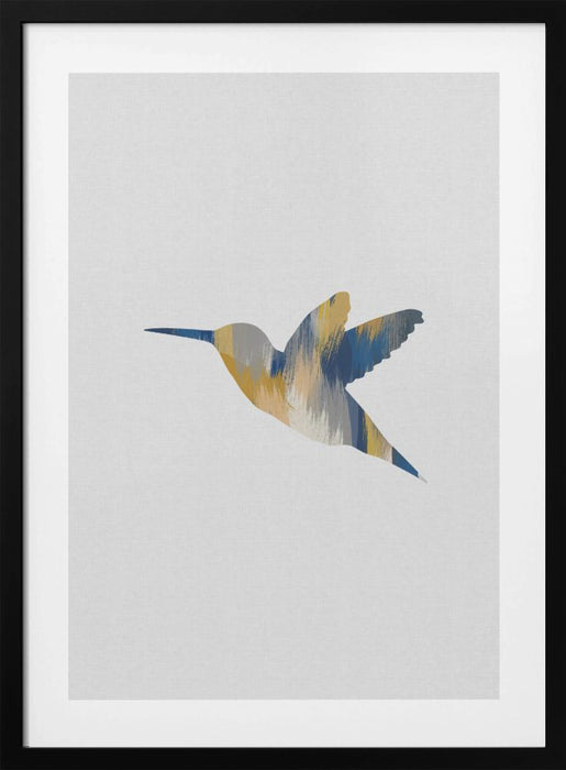 Blue & Yellow Hummingbird I Framed Art Modern Wall Decor