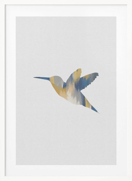 Blue & Yellow Hummingbird I Framed Art Modern Wall Decor