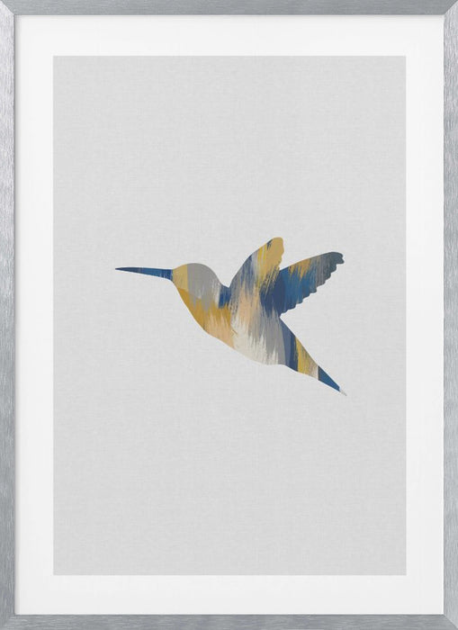 Blue & Yellow Hummingbird I Framed Art Modern Wall Decor