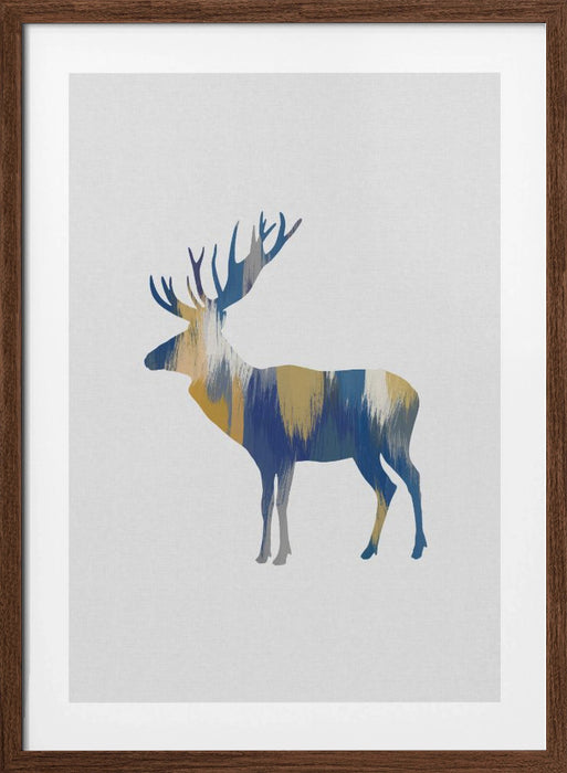 Blue & Yellow Moose Framed Art Wall Decor