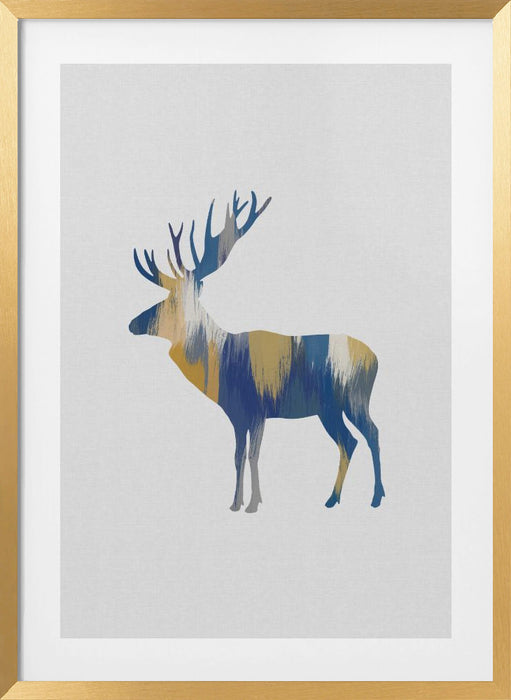 Blue & Yellow Moose Framed Art Wall Decor