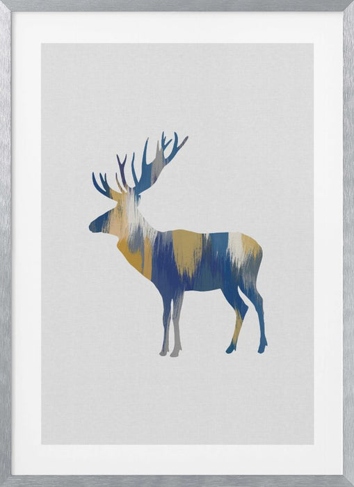 Blue & Yellow Moose Framed Art Wall Decor