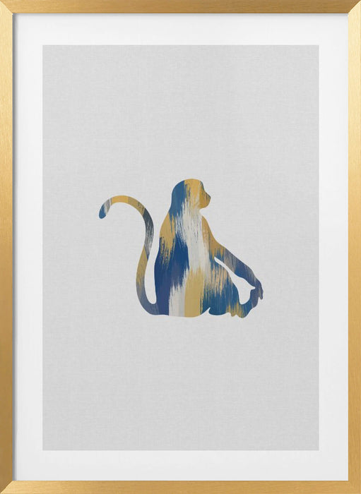 Monkey Blue & Yellow Framed Art Wall Decor