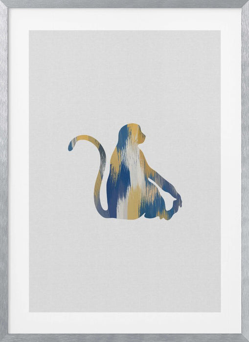 Monkey Blue & Yellow Framed Art Wall Decor