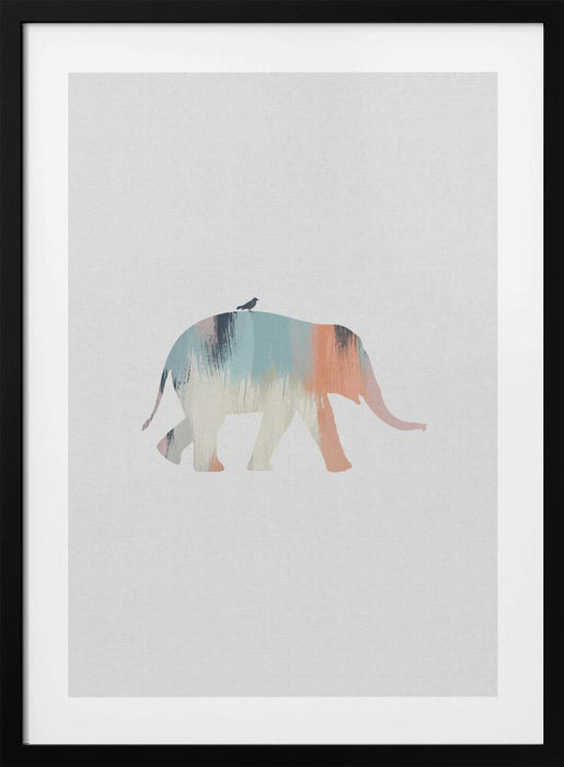 Pastel Elephant Framed Art Wall Decor