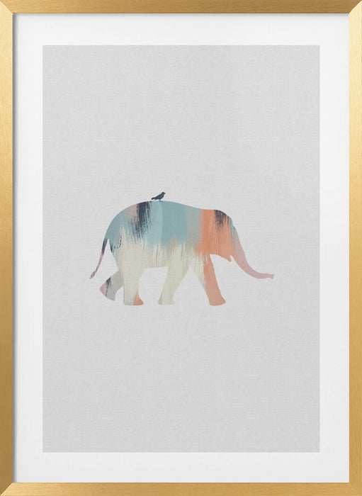 Pastel Elephant Framed Art Wall Decor