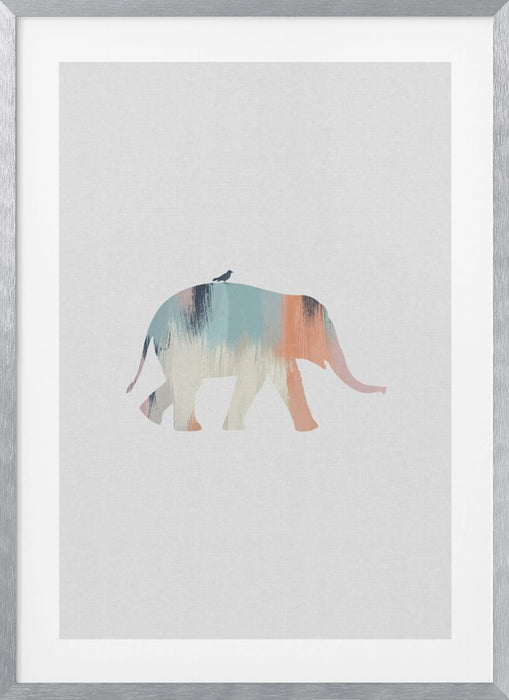 Pastel Elephant Framed Art Wall Decor