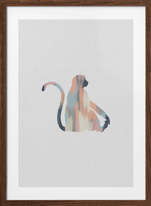 Pastel Monkey Framed Art Wall Decor