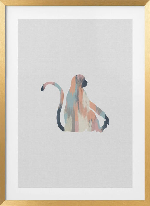 Pastel Monkey Framed Art Wall Decor