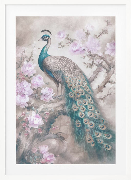 Peacocks Romance Garden Framed Art Wall Decor