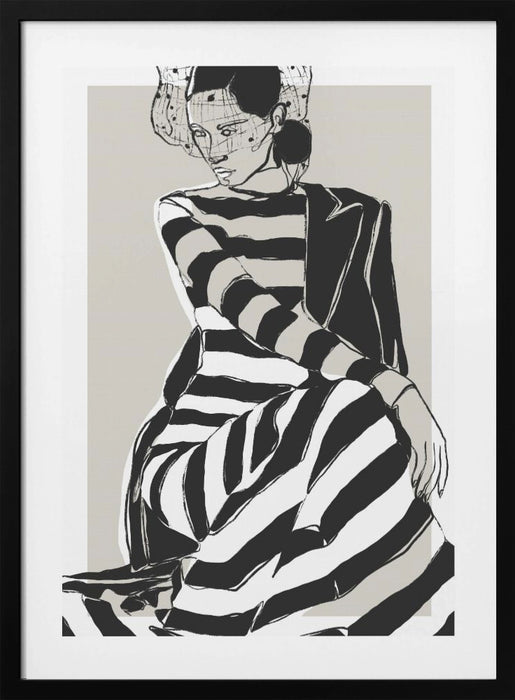 Striped Dress Framed Art Modern Wall Decor