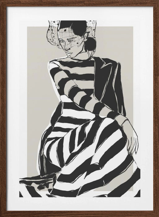 Striped Dress Framed Art Modern Wall Decor