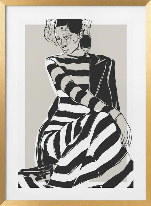 Striped Dress Framed Art Modern Wall Decor