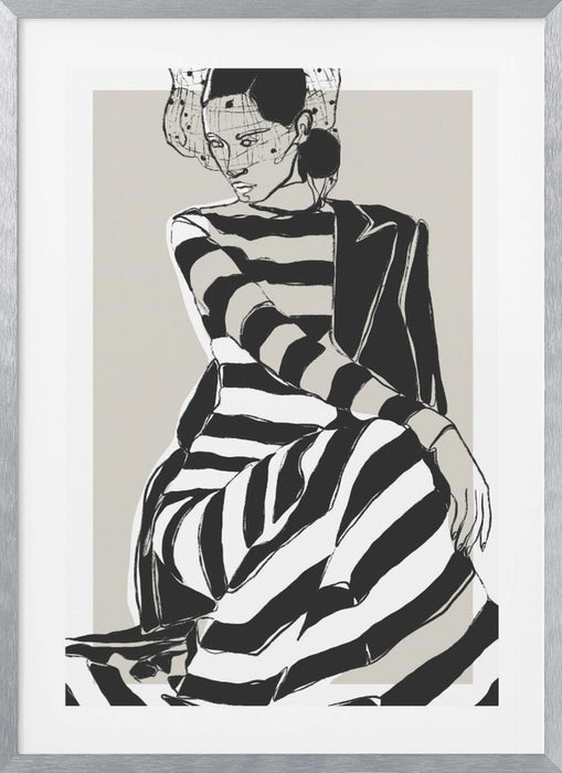 Striped Dress Framed Art Modern Wall Decor