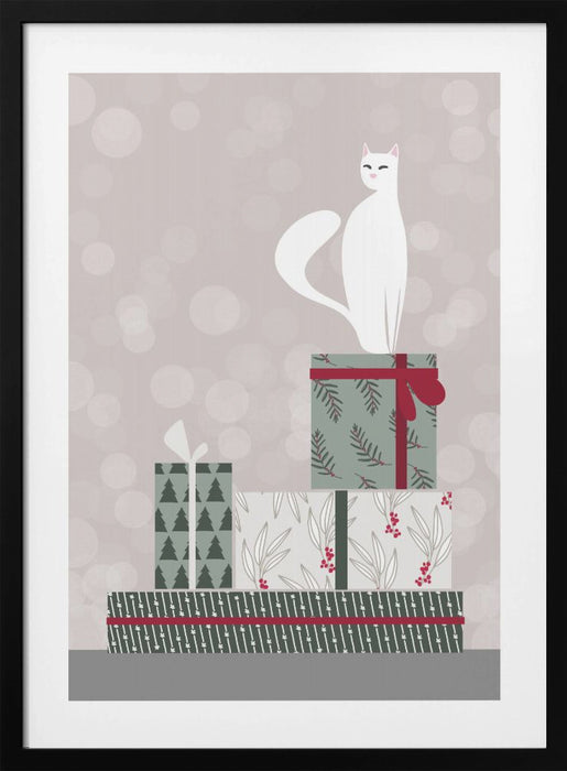 Retro cat and gifts Framed Art Wall Decor