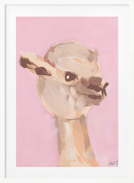 Pastel Pink Alpaca Framed Art Wall Decor