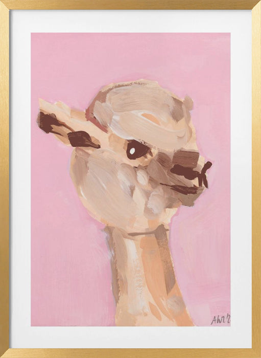 Pastel Pink Alpaca Framed Art Wall Decor