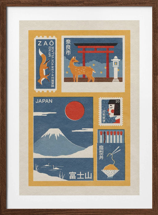 Japanese Ephemera Framed Art Modern Wall Decor