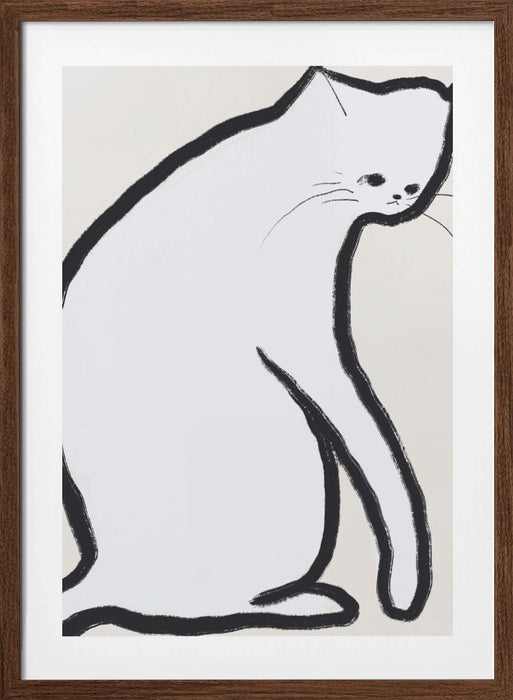 White cat Framed Art Wall Decor