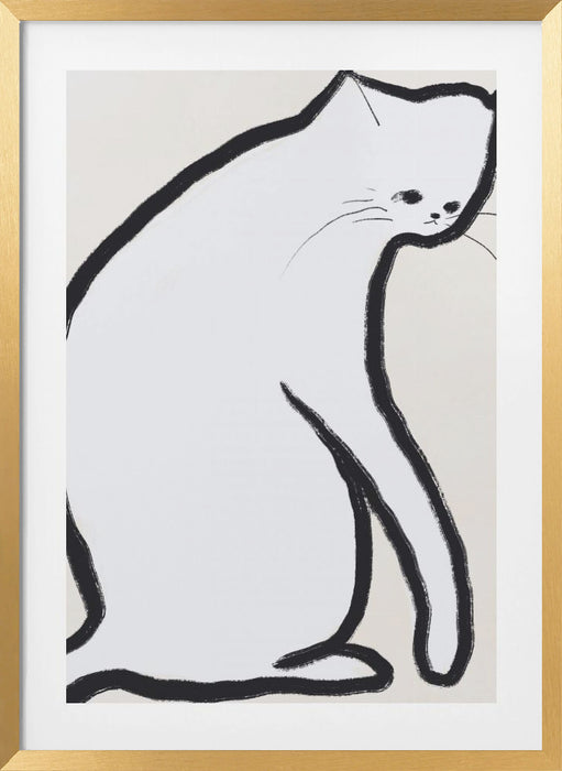 White cat Framed Art Wall Decor