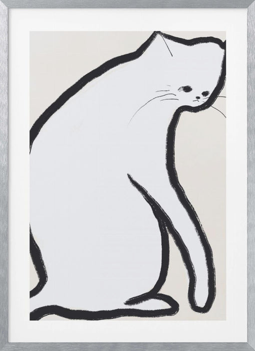 White cat Framed Art Wall Decor