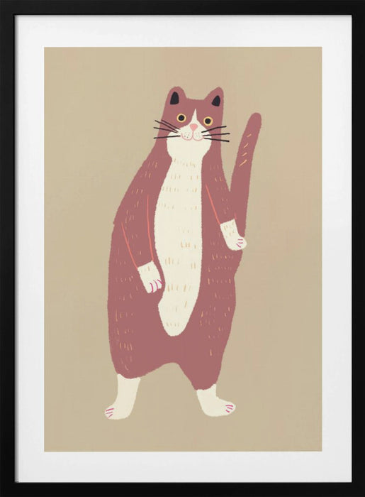 Brown and white cat Framed Art Modern Wall Decor