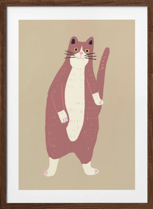 Brown and white cat Framed Art Modern Wall Decor