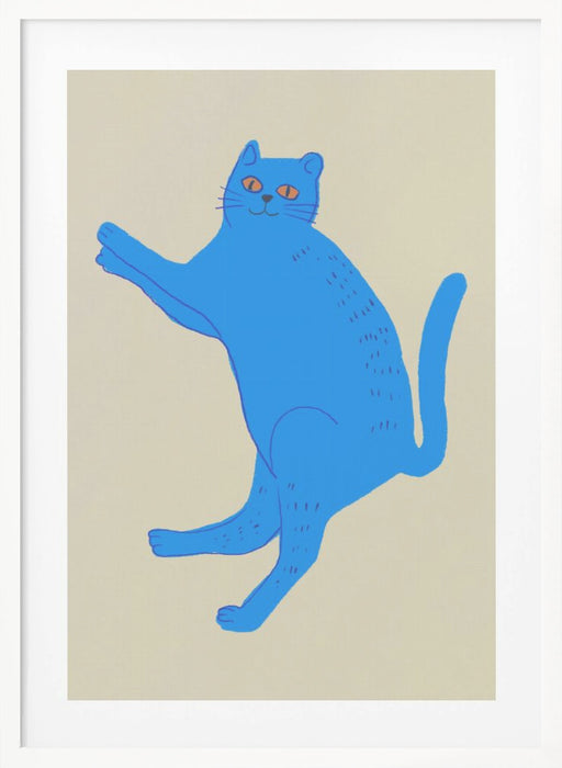 Blue cat Framed Art Modern Wall Decor