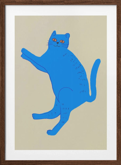 Blue cat Framed Art Modern Wall Decor