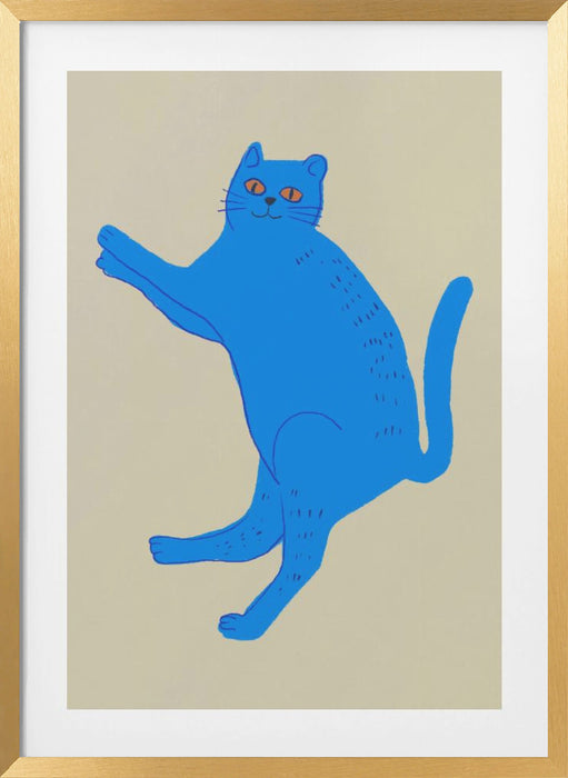 Blue cat Framed Art Modern Wall Decor