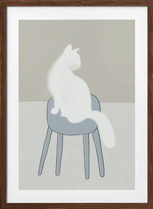 White feline Framed Art Wall Decor