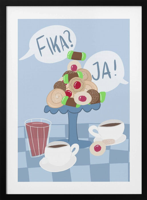 Fika coffe donuts Framed Art Modern Wall Decor