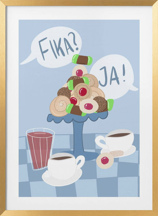 Fika coffe donuts Framed Art Modern Wall Decor