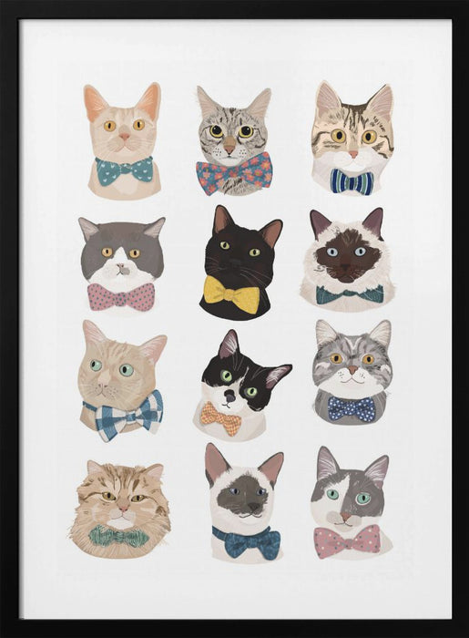 Cats In Bow Tie Framed Art Wall Decor