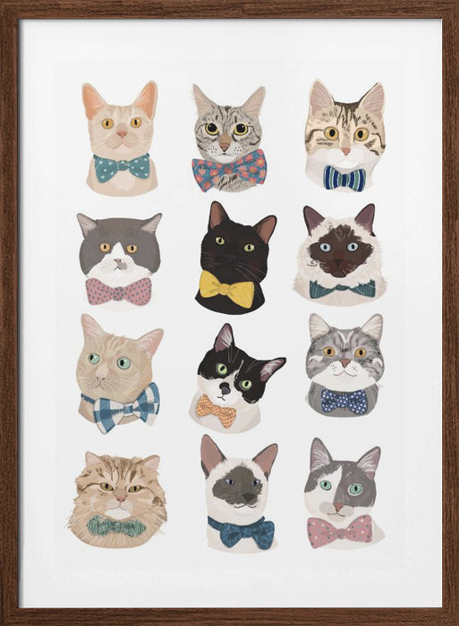 Cats In Bow Tie Framed Art Wall Decor