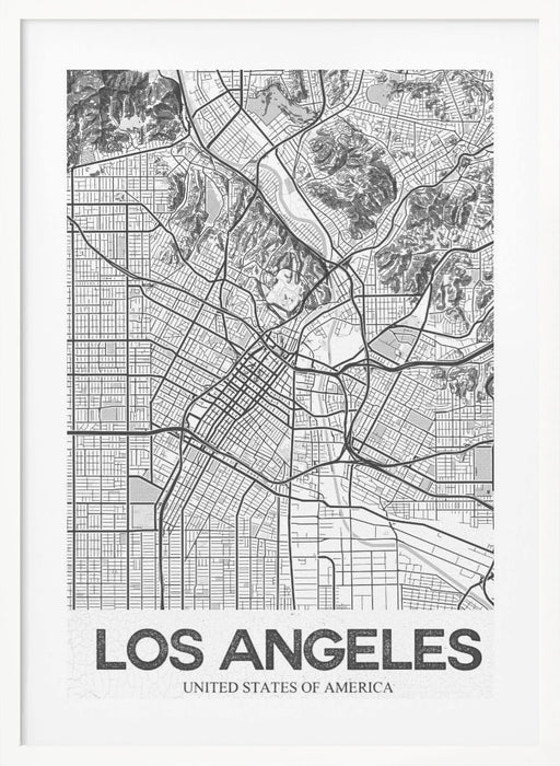 Los Angeles White Framed Art Modern Wall Decor