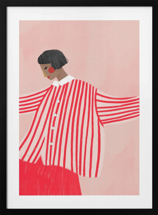 The Woman With the Red Stripes Framed Art Wall Decor