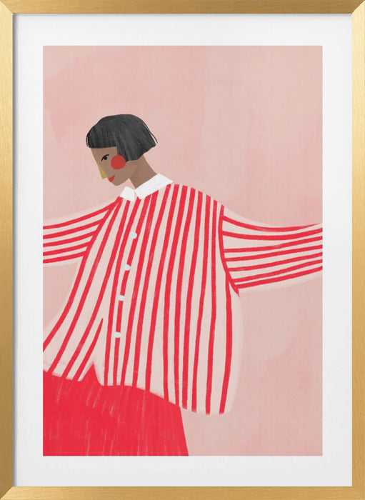 The Woman With the Red Stripes Framed Art Wall Decor