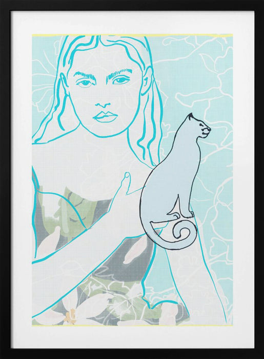 Portrait Cat Woman Framed Art Modern Wall Decor