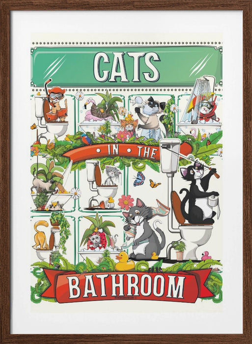 Cats In the Bathroom Framed Art Wall Decor