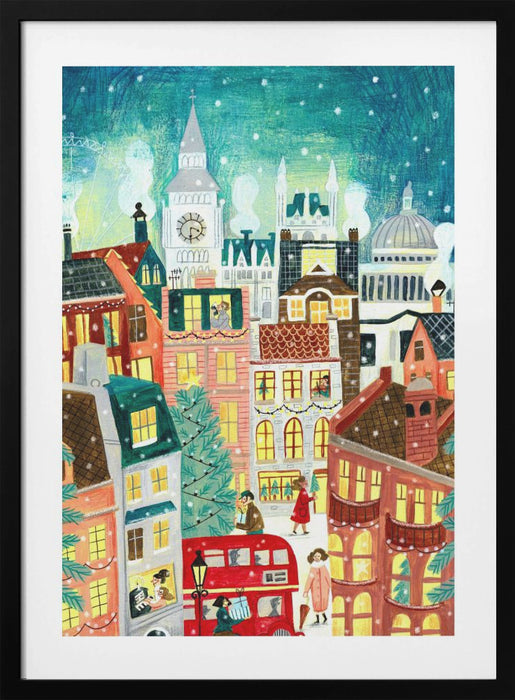 Christmas London in the snow Framed Art Wall Decor