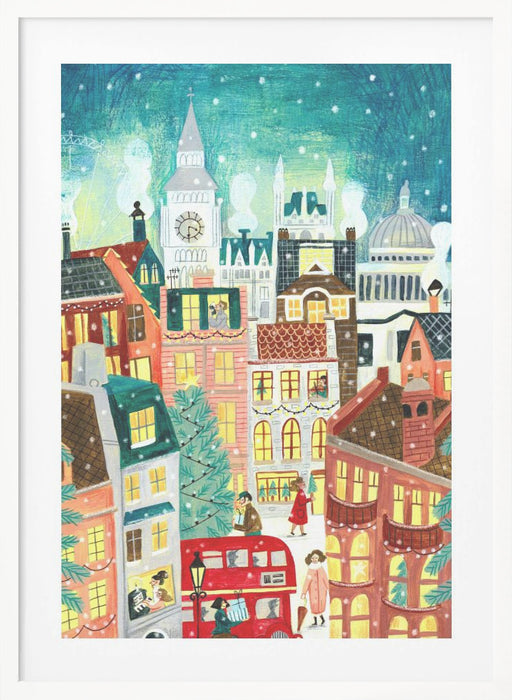 Christmas London in the snow Framed Art Wall Decor