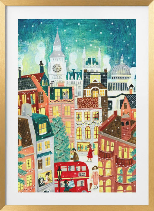 Christmas London in the snow Framed Art Wall Decor