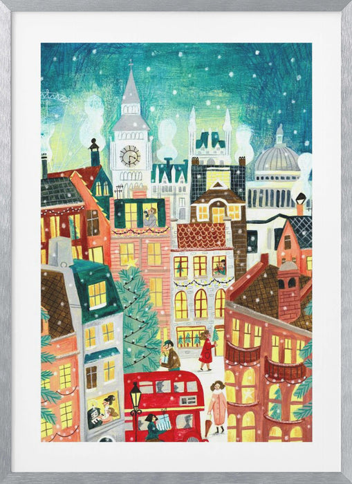 Christmas London in the snow Framed Art Wall Decor