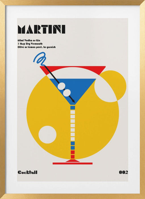 Martini Bauhaus Cocktail Framed Art Modern Wall Decor