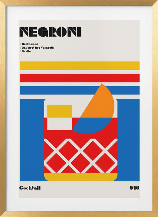 Negroni Bauhaus Cocktail Framed Art Wall Decor