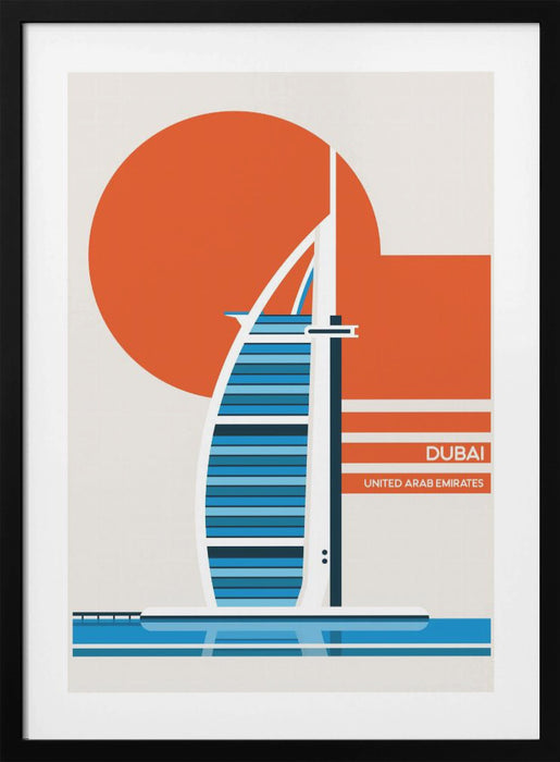 Dubai Burj Al Arab Minimalist Retro Travel Print Framed Art Wall Decor