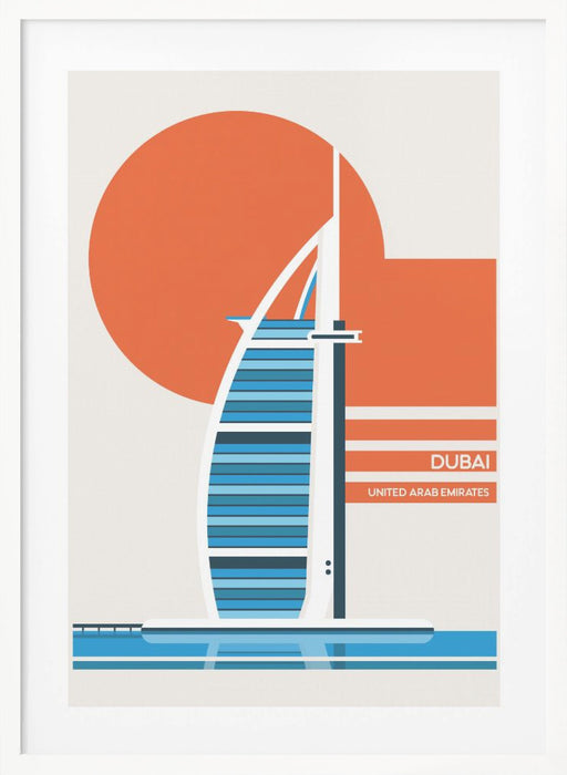 Dubai Burj Al Arab Minimalist Retro Travel Print Framed Art Wall Decor